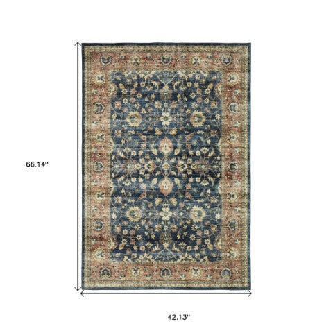 Homeroots 5' Ivory Oriental Distressed Area Rug - Stain Resistant, Non-skid Design For Stylish Home Decor 4' X 6' Polyester 574709