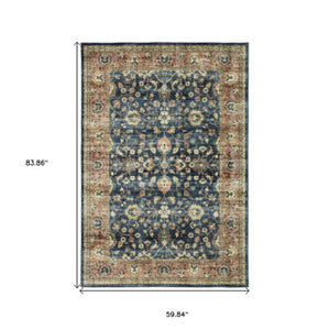 Homeroots 5' Ivory Oriental Distressed Area Rug - Stain Resistant, Non-skid Design For Stylish Home Decor 5' X 7' Polyester 574710