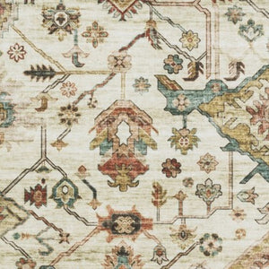 Homeroots 5' Ivory Oriental Distressed Area Rug - Elegant Non-skid Design, Stain Resistant For Any Décor 5' X 7' Polyester 574712