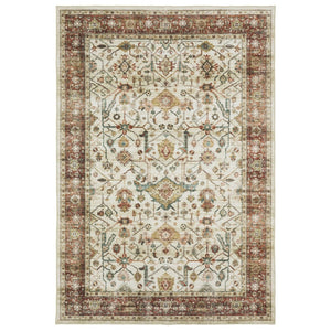 HomeRoots 5' Ivory Oriental Distressed Area Rug - Timeless Elegance for Living Spaces, Durable & Easy Maintenance 5' X 7' 574712