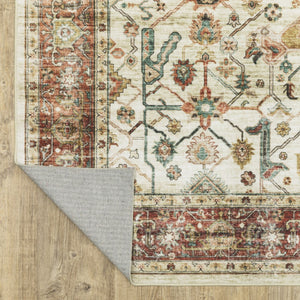 Homeroots 5' Ivory Oriental Distressed Area Rug - Elegant Non-skid Design, Stain Resistant For Any Décor 5' X 7' Polyester 574712