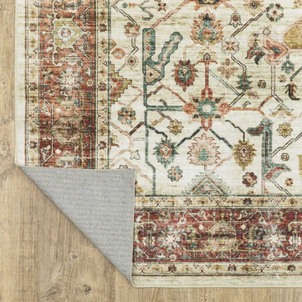 Homeroots 5' Ivory Oriental Distressed Area Rug - Elegant Non-skid Design, Stain Resistant For Any Décor 5' X 7' Polyester 574712