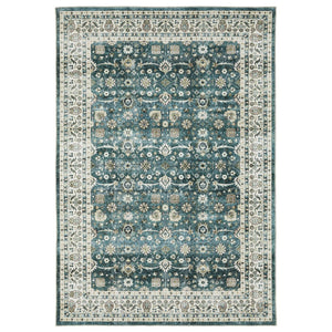 Homeroots 4' Teal Oriental Distressed Area Rug - Stylish, Non-skid, Stain-resistant Design For Any Room 8' X 10' Polyester 574717