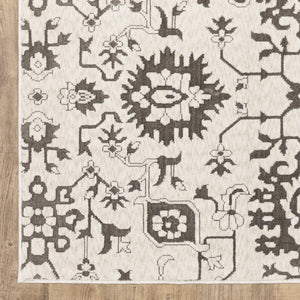 Homeroots 5' Elegant Ivory Oriental Area Rug – Stain Resistant, Perfect For Homes With Kids And Pets, 5x8 8' X 11' Polyester 574722