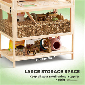 English Elm Pet Habitat Three Level Fir Wood Acrylic Enclosure with Ramps for Small Rodents T3971P440229