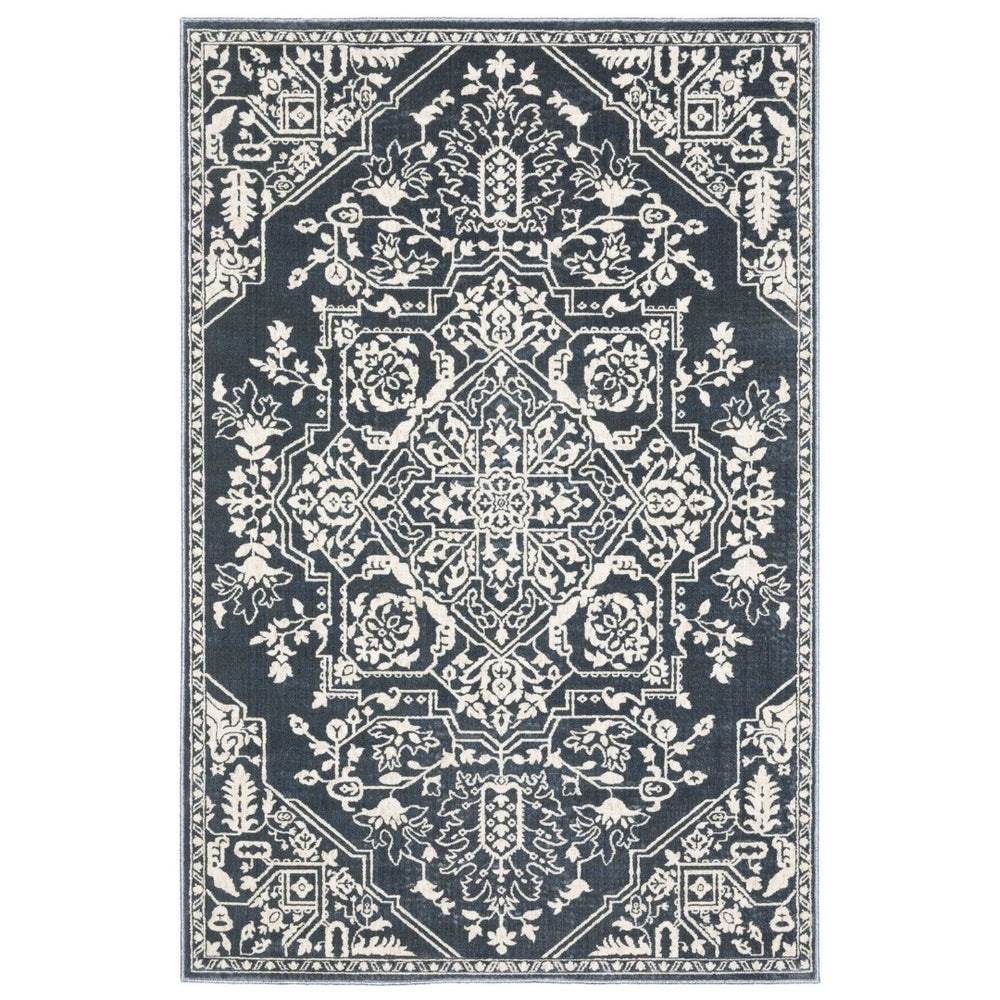 HomeRoots 10' Elegant Power-Loomed Oriental Area Rug for High-Traffic Spaces - Stain-Resistant & Durable Design Blue/ Ivory 574723