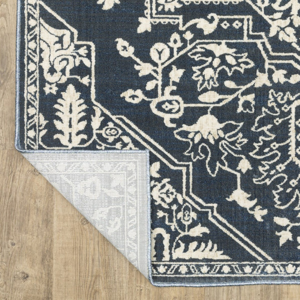 Homeroots 10' Elegant Power Loom Oriental Area Rug In Blue - Stain Resistant, Perfect For Kids And Pets! 7' X 10' Polyester 574726