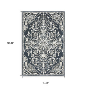 Homeroots 10' Elegant Power Loom Oriental Area Rug In Blue - Stain Resistant, Perfect For Kids And Pets! 8' X 11' Polyester 574727