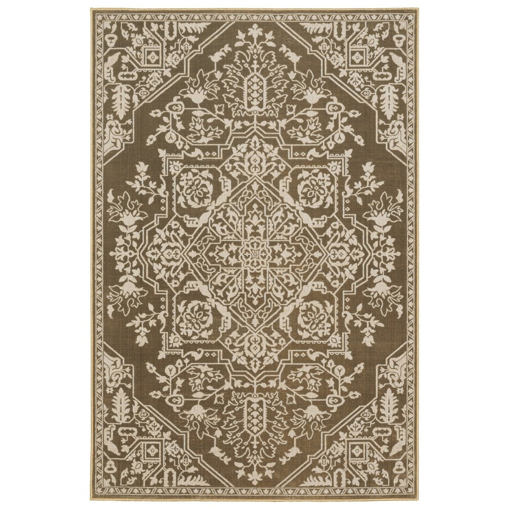 HomeRoots 10' Elegant Power-Loomed Oriental Area Rug for High-Traffic Spaces - Stain-Resistant & Durable Design 7' X 10' 574731