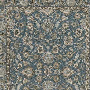 HomeRoots 5' Elegant Beige-Blue Oriental Area Rug with Fringe – Stain-Resistant, Durable, Stylish Design 10' X 13' 574734