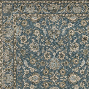 Homeroots 5' Elegant Beige And Blue Oriental Area Rug With Fringe - Stain Resistant And Timeless Design 5' X 8' Polyester 574735