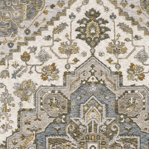 Homeroots 5' Ivory Medallion Fringe Area Rug – Stain-resistant, Stylish Design For Home Décor Enhancement 5' X 8' Polyester 574741