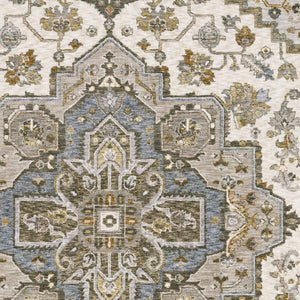 Homeroots 5' Ivory Medallion Fringe Area Rug – Stain-resistant, Stylish Design For Home Décor Enhancement 10' X 13' Polyester 574742