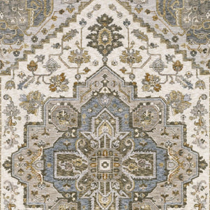 Homeroots 5' Ivory Medallion Fringe Area Rug – Stain-resistant, Stylish Design For Home Décor Enhancement 8' X 11' Polyester 574744