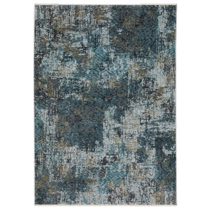 HomeRoots 5' Stylish Blue and Gray Abstract Distressed Area Rug with Fringe - Soft, Durable, Chic Design 5' X 8' 574757