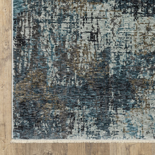 Homeroots 5' Blue Abstract Power Loom Area Rug With Fringe - Stylish, Stain-resistant Design For Any Space 5' X 8' Polyester 574757