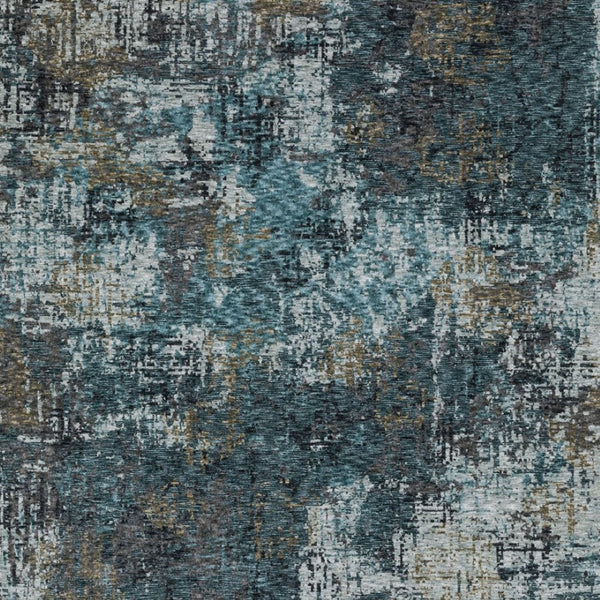 Homeroots 5' Blue Abstract Power Loom Area Rug With Fringe - Stylish, Stain-resistant Design For Any Space 10' X 13' Polyester 574758