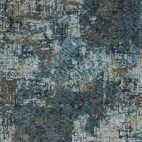 Homeroots 5' Blue Abstract Power Loom Area Rug With Fringe - Stylish, Stain-resistant Design For Any Space 7' X 10' Polyester 574759