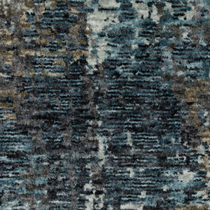 Homeroots 5' Blue Abstract Power Loom Area Rug With Fringe - Stylish, Stain-resistant Design For Any Space 8' X 11' Polyester 574760