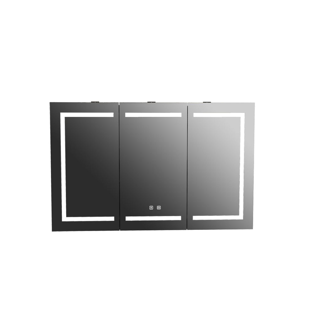 English Elm 47 Inch Matte Black Aluminum Medicine Cabinet with Led Lighting and Mirrored Interior T3785P491990