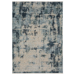 HomeRoots 5' Abstract Distressed Area Rug in Beige and Blue - Stylish, Durable, and Perfect for High-Traffic Spaces 8' X 11' 574764