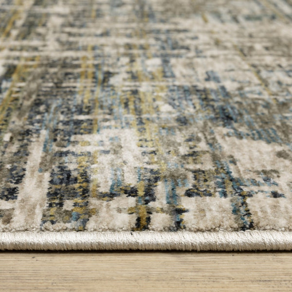 Homeroots 5' Blue Abstract Power Loom Area Rug With Elegant Fringe For A Stylish And Stain-resistant Home 7' X 10' Polyester 574767