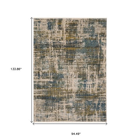 Homeroots 5' Blue Abstract Power Loom Area Rug With Elegant Fringe For A Stylish And Stain-resistant Home 8' X 11' Polyester 574768
