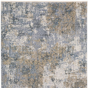 Homeroots 5' Beige Abstract Power Loom Area Rug With Fringe – Stylish, Stain-resistant Design For Any Room 5' X 8' Polyester 574769