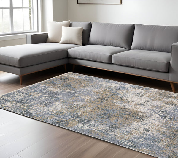 Homeroots 5' Beige Abstract Power Loom Area Rug With Fringe – Stylish, Stain-resistant Design For Any Room 8' X 11' Polyester 574772