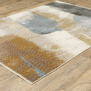 HomeRoots 5' Beige and Rust Abstract Distressed Area Rug with Fringed Tassels for Modern Elegance in Any Room 10' X 13' 574774