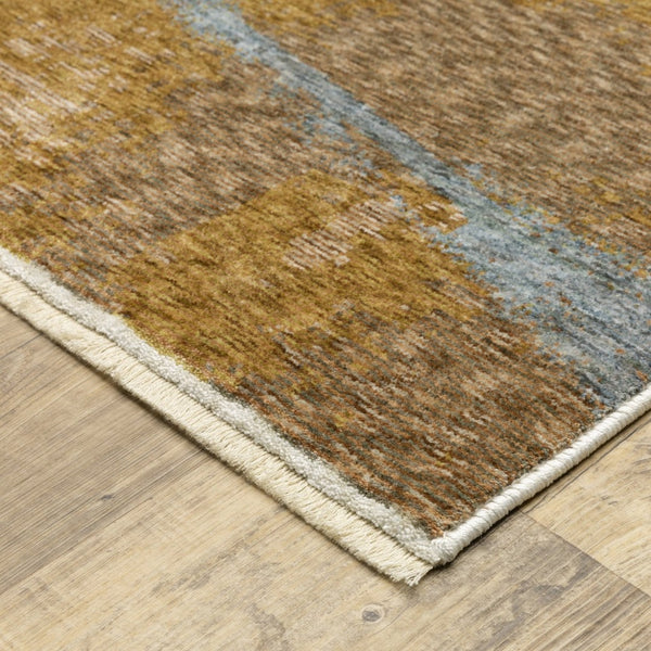 HomeRoots 5' Beige and Rust Abstract Distressed Area Rug with Fringed Tassels for Modern Elegance in Any Room 7' X 10' 574775