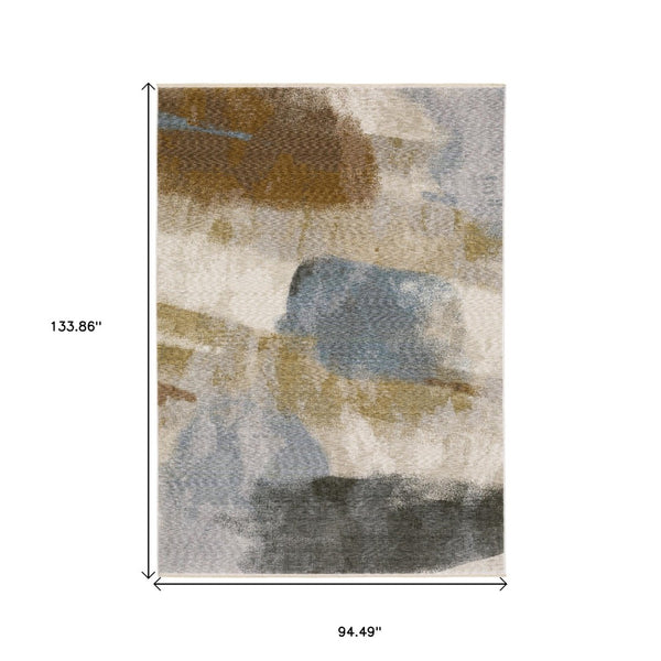 HomeRoots 5' Beige and Rust Abstract Distressed Area Rug with Fringed Tassels for Modern Elegance in Any Room 8' X 11' 574776