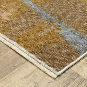HomeRoots 5' Beige and Rust Abstract Distressed Area Rug with Fringed Tassels for Modern Elegance in Any Room 8' X 11' 574776