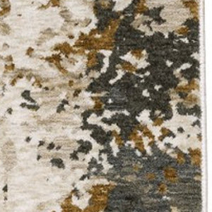 Homeroots 5' Abstract Beige And Gray Area Rug With Fringe - Stylish, Stain-resistant Design For Any Decor 5' X 8' Polyester 574777