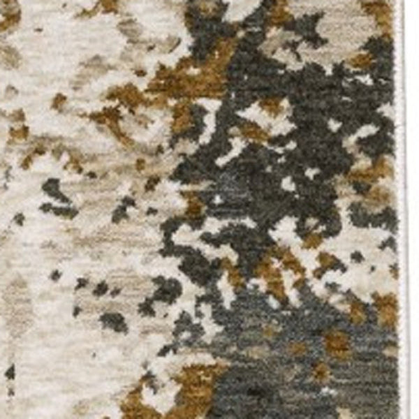 Homeroots 5' Abstract Beige And Gray Area Rug With Fringe - Stylish, Stain-resistant Design For Any Decor 5' X 8' Polyester 574777