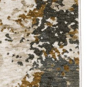 Homeroots 5' Abstract Beige And Gray Area Rug With Fringe - Stylish, Stain-resistant Design For Any Decor 7' X 10' Polyester 574779