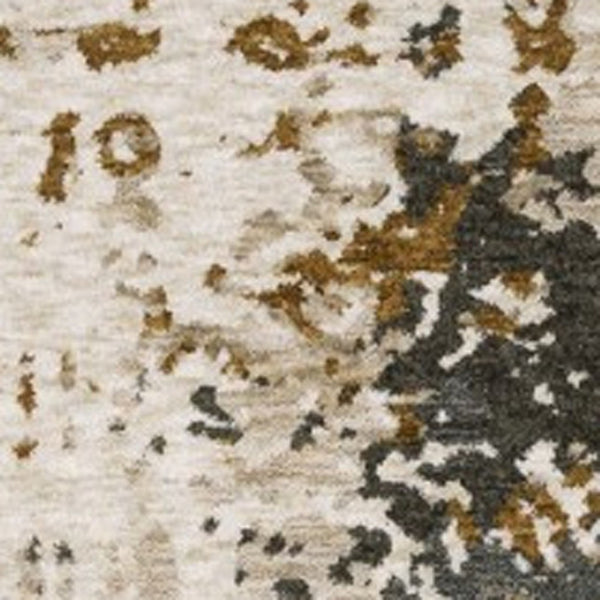 Homeroots 5' Abstract Beige And Gray Area Rug With Fringe - Stylish, Stain-resistant Design For Any Decor 8' X 11' Polyester 574780