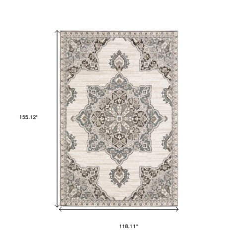 Homeroots 10' Elegant Brown Medallion Area Rug – Stain Resistant, Perfect For Homes With Kids And Pets 10' X 13' Polyester 574781