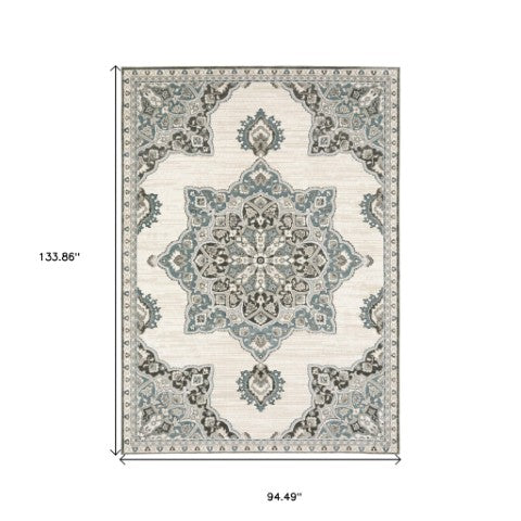 Homeroots 10' Elegant Brown Medallion Area Rug – Stain Resistant, Perfect For Homes With Kids And Pets 7'10" X 10'10" Polyester 574782