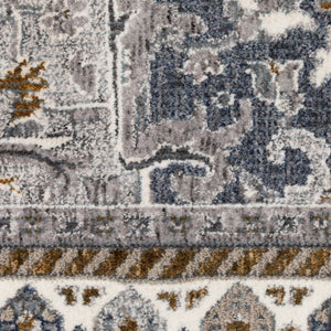 HomeRoots 5' Classic Brown and Blue Medallion Area Rug - Durable, Stain-Resistant Design for High-Traffic Areas 10' X 13' 574784