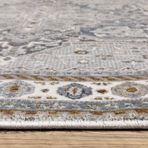 HomeRoots 5' Classic Brown and Blue Medallion Area Rug - Durable, Stain-Resistant Design for High-Traffic Areas 7' X 10' 574786