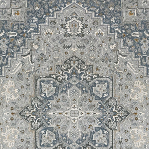 HomeRoots 5' Classic Brown and Blue Medallion Area Rug - Durable, Stain-Resistant Design for High-Traffic Areas 8' X 11' 574787