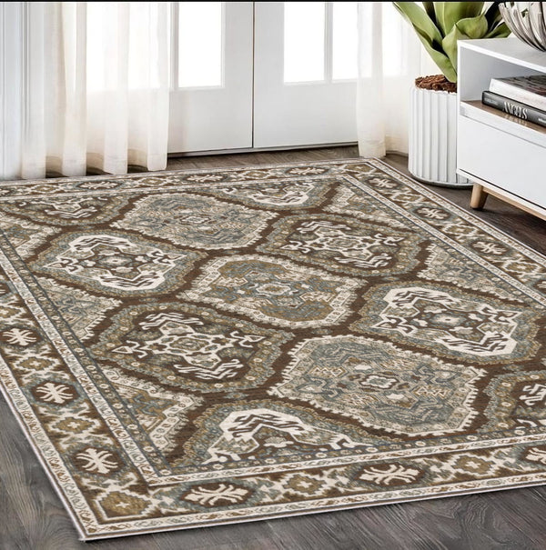 Homeroots 5' Enhance Your Space With A Blue Medallion Area Rug – Stain Resistant And Stylish Design! 5' X 8' Polyester 574788