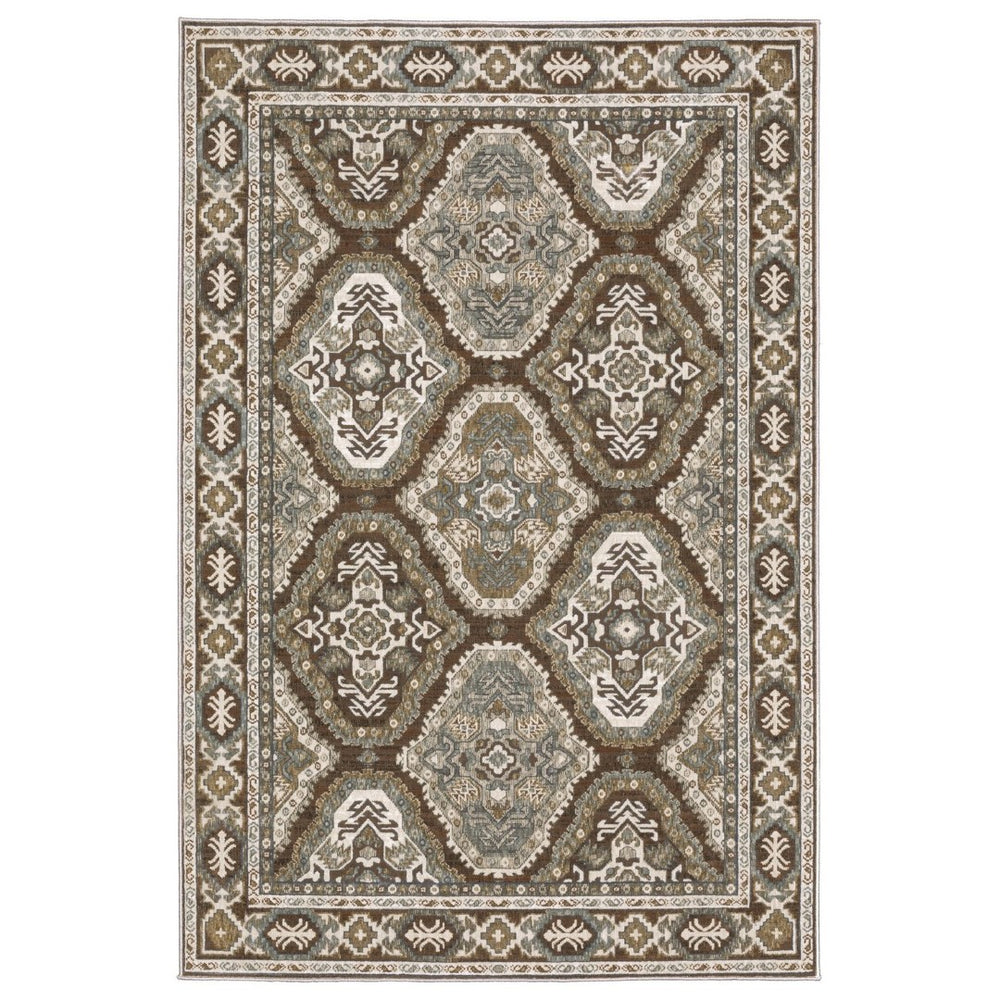 HomeRoots 5' Elegant Blue and Gray Medallion Area Rug – Durable, Stain-Resistant Design for Any Room Style 10' X 13' 574789