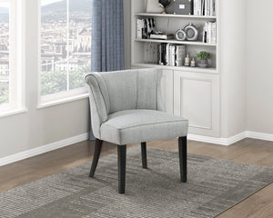 English Elm Foam Curved Back Accent Chair with Piped Upholstery and Padded Seat on Espresso Wood Legs, Stylish Comfort Gray 25.5 L x 25.5 W x 19.5 H B011P305069