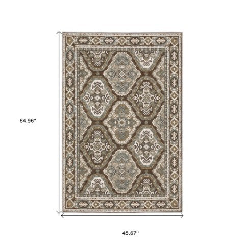 Homeroots 5' Enhance Your Space With A Blue Medallion Area Rug – Stain Resistant And Stylish Design! 4' X 6' Polyester 574790