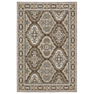 HomeRoots 5' Elegant Blue and Gray Medallion Area Rug – Durable, Stain-Resistant Design for Any Room Style 4' X 6' 574790