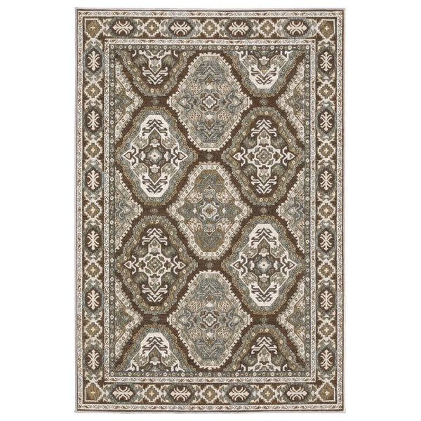 HomeRoots 5' Elegant Blue and Gray Medallion Area Rug – Durable, Stain-Resistant Design for Any Room Style 4' X 6' 574790