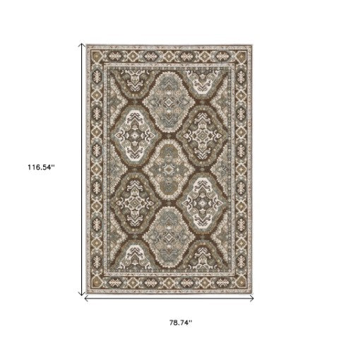 Homeroots 5' Enhance Your Space With A Blue Medallion Area Rug – Stain Resistant And Stylish Design! 7' X 10' Polyester 574791