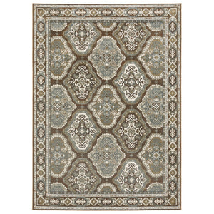 HomeRoots 5' Elegant Blue and Gray Medallion Area Rug – Durable, Stain-Resistant Design for Any Room Style 8' X 11' 574792